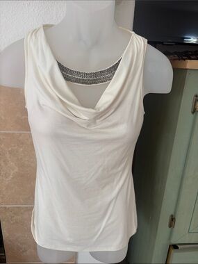 White House Black Market Cream Cowl Neck Tank Top